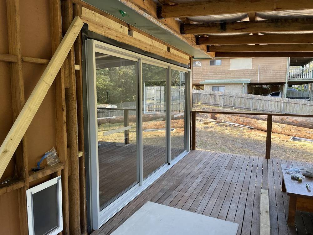 New aluminium sliding door fitted in a home